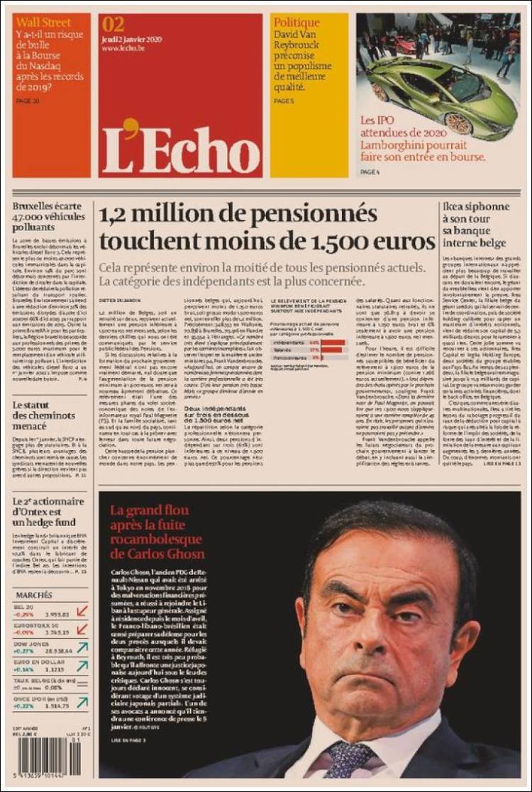 Portada de L'Echo (Belgium)