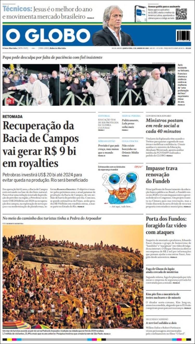 Portada de O Globo (Brasil)