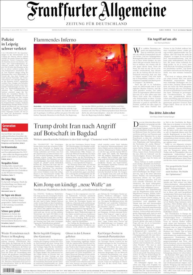 Portada de Frankfurter Allgemeine (Alemania)