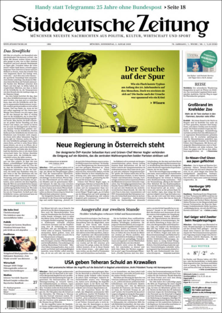 Portada de Sueddeutsche (Alemania)
