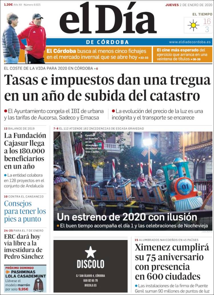 Portada de El Día de Córdoba (Espa&ntilde;a)