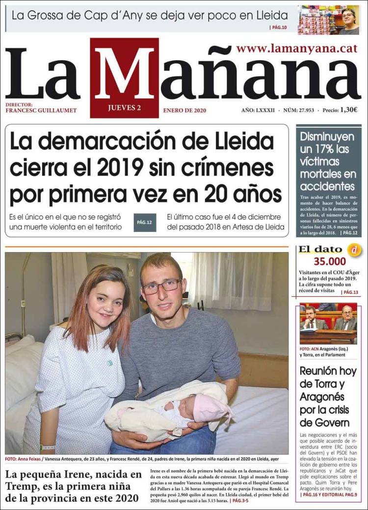 Portada de La Mañana - Diari de Ponent (Espa&ntilde;a)