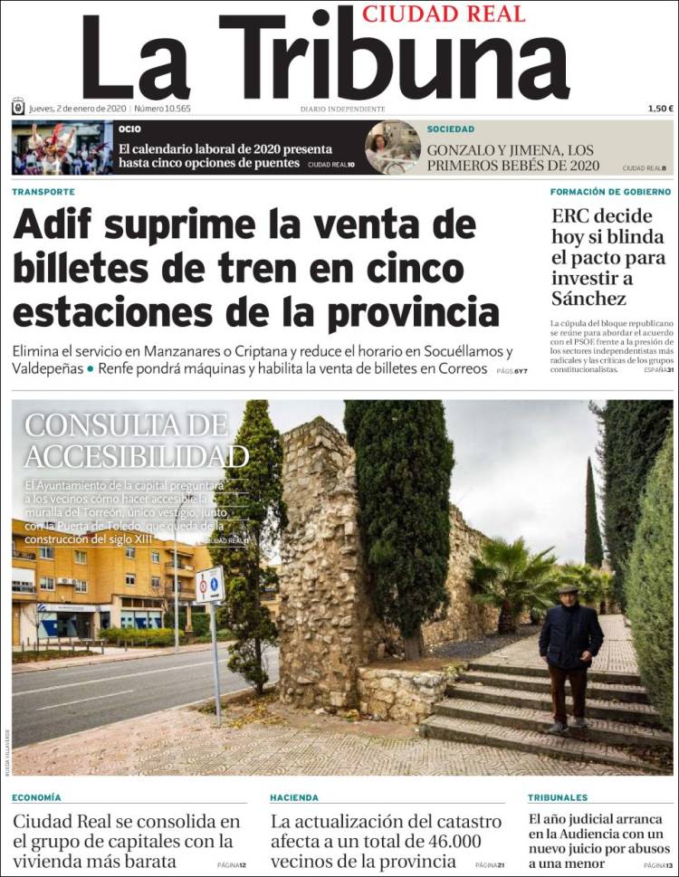Portada de La Tribuna de Ciudad Real (Espa&ntilde;a)