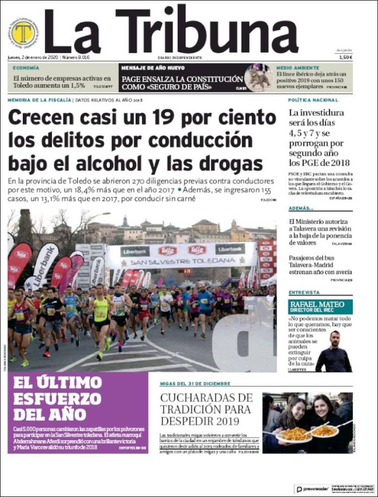 Portada de La Tribuna de Toledo (Espa&ntilde;a)