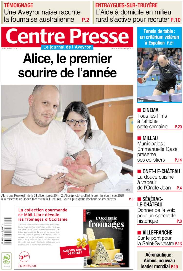 Portada de Centre Presse (Francia)
