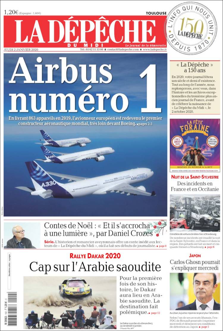 Portada de La Dépêche du Midi (Francia)