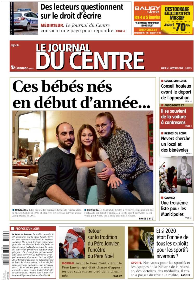 Portada de Le Journal du Centre (Francia)