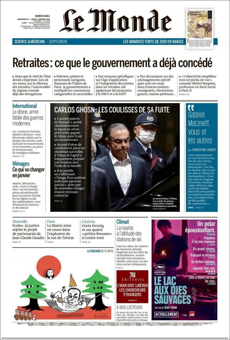 Portada de Le Monde (Francia)