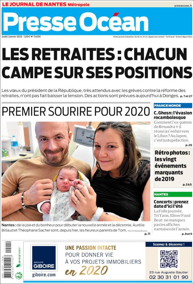 Portada de Presse Ocean (Francia)