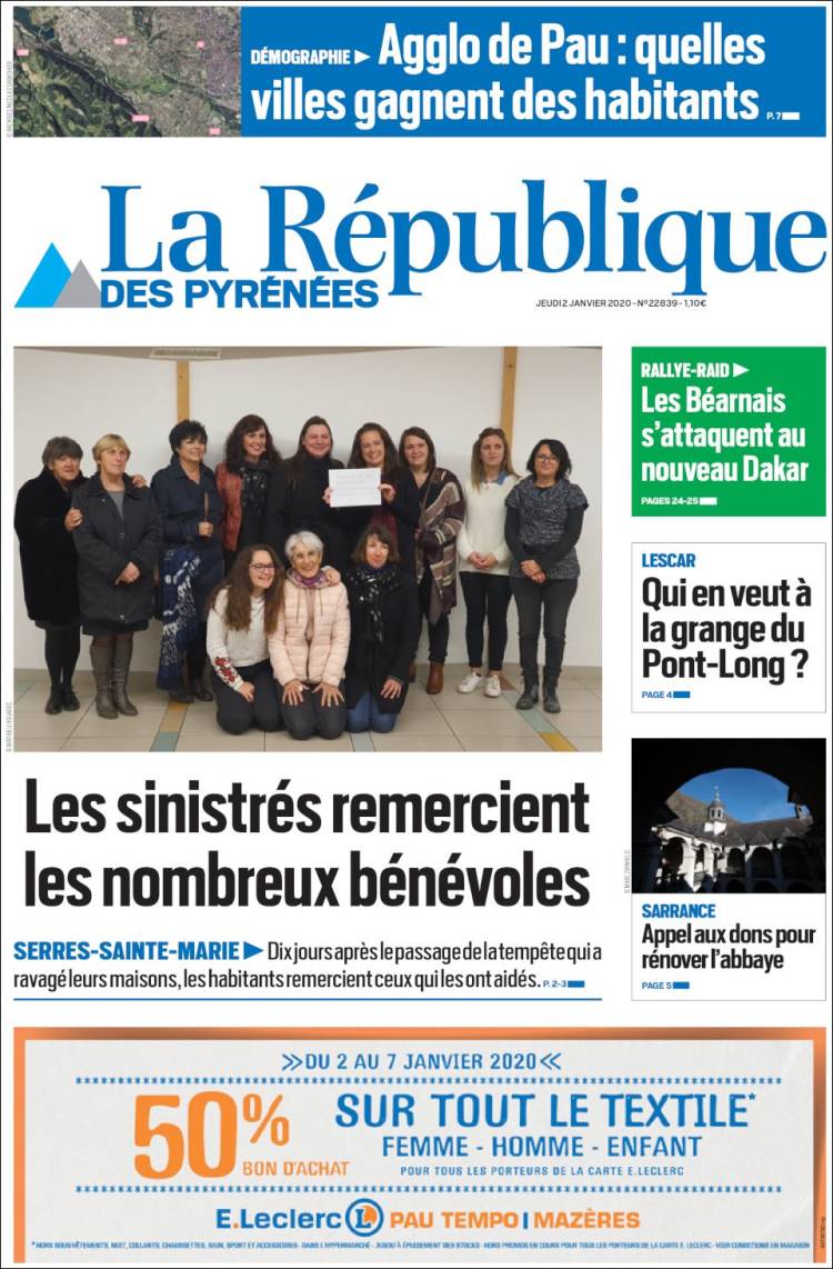 Portada de La République des Pyrénées (Francia)