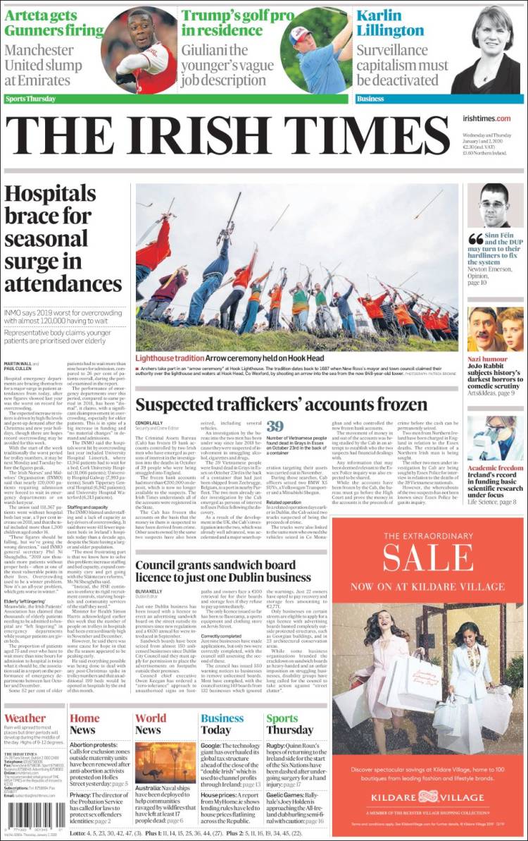 Portada de Irish Times (Irlanda)