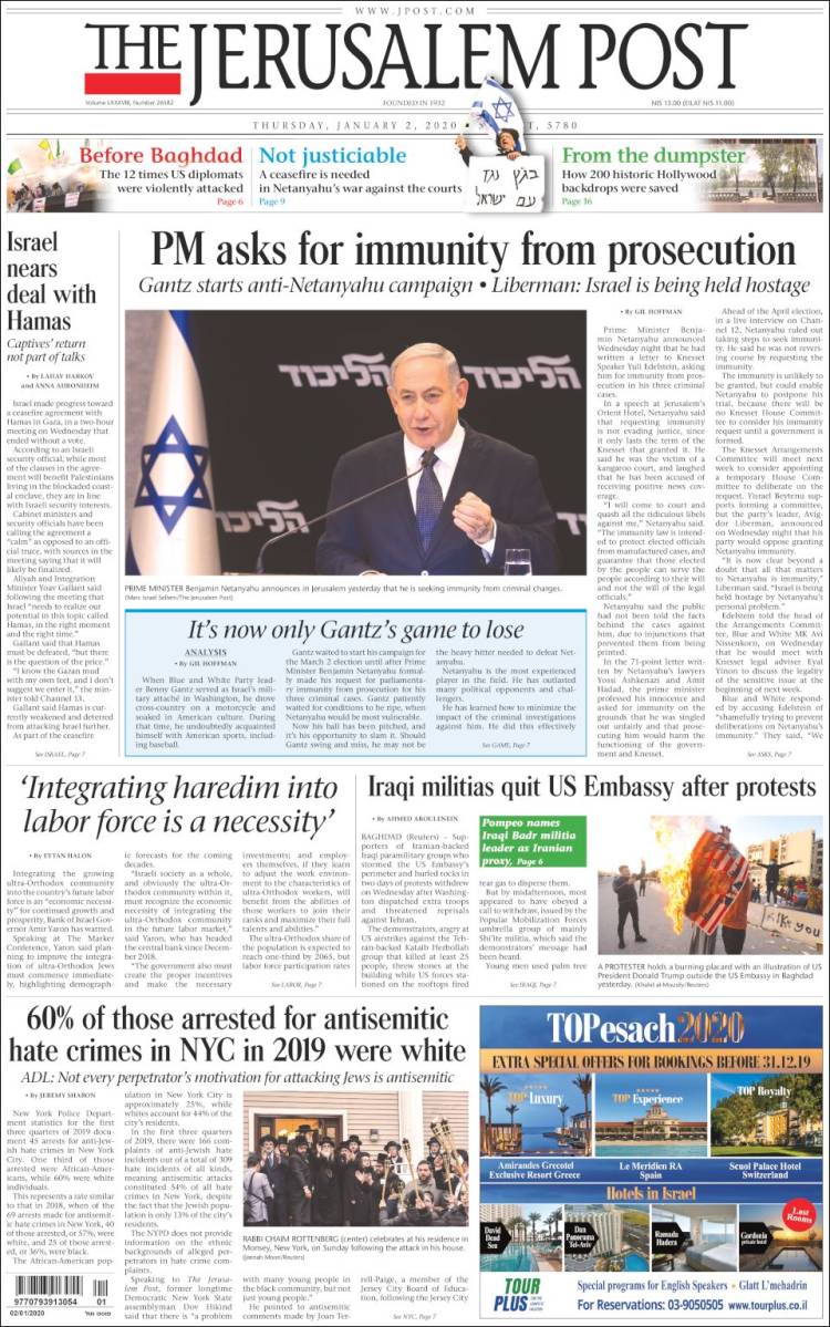 Portada de The Jerusalem Post (Israel)