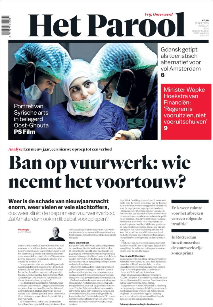 Portada de Het Parool (Pa&iacute;ses Bajos)