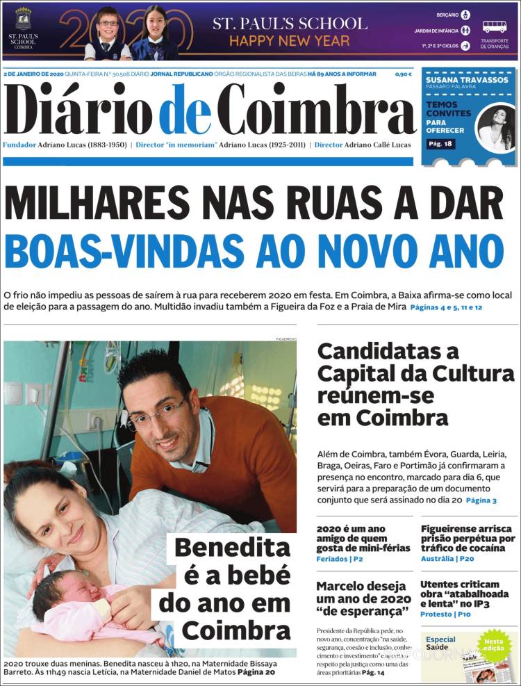 Portada de Diário de Coimbra (Portugal)