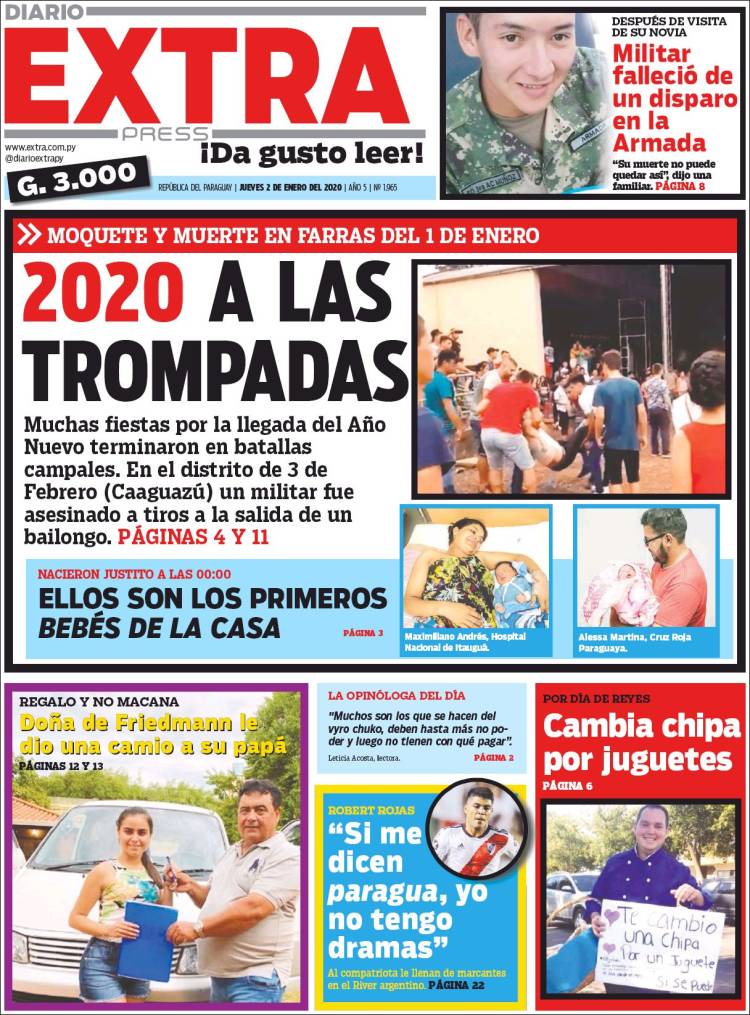 Portada de Diario Extra (Paraguay)