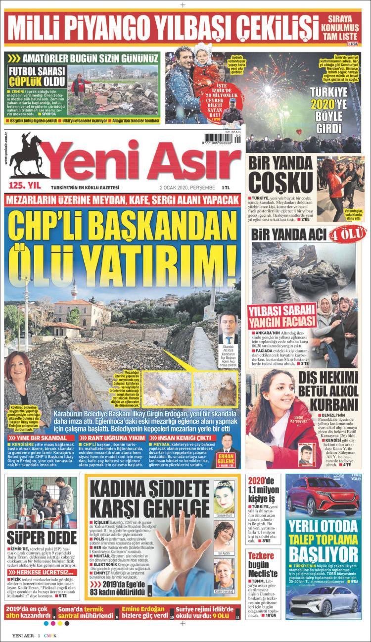 Portada de Yeni Asır (Turqu&iacute;a)