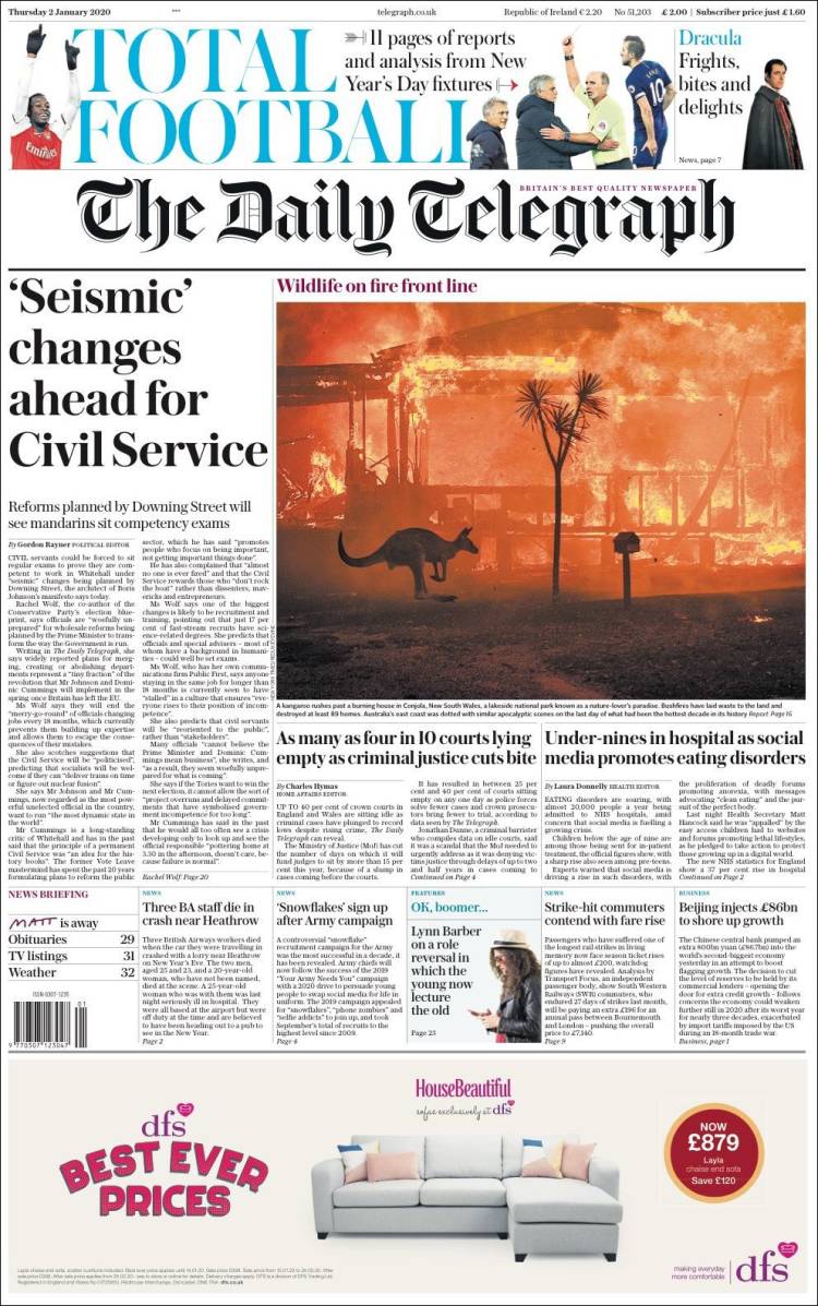Portada de Daily Telegraph (Reino Unido)