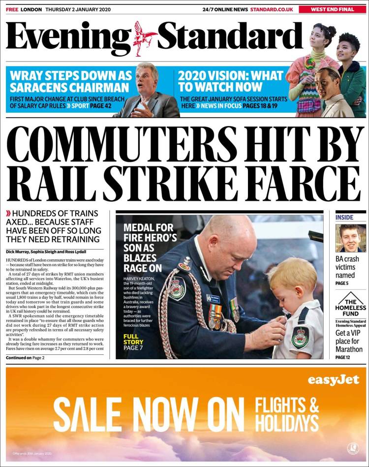 Portada de Evening Standard (Reino Unido)