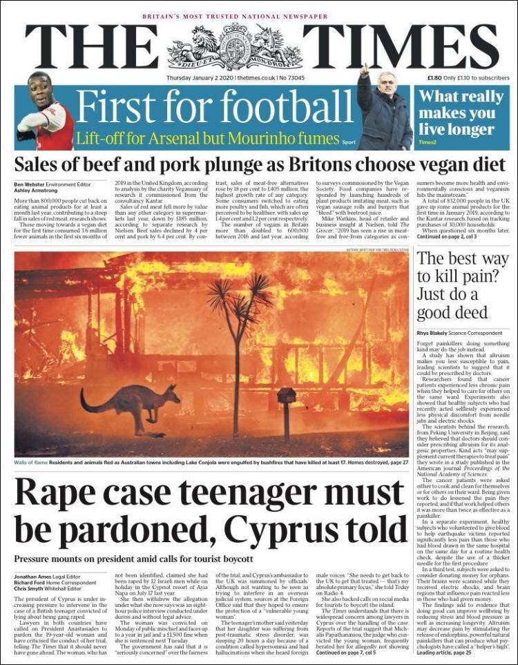 Portada de The Times (Reino Unido)