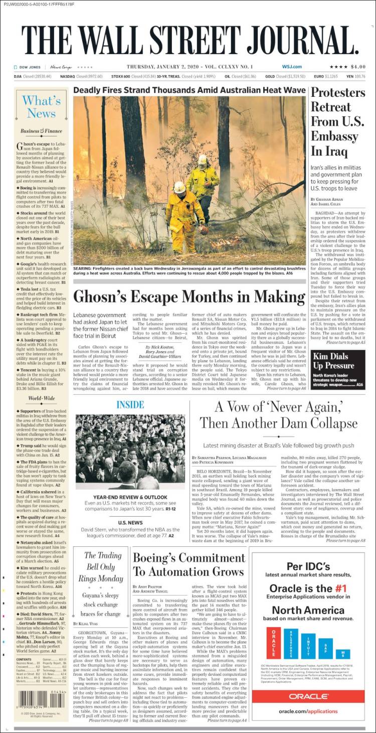 Portada de Wall Street Journal (USA)