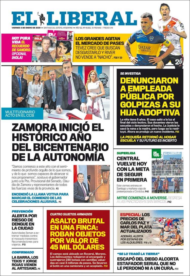 Portada de Diario El Liberal (Argentina)