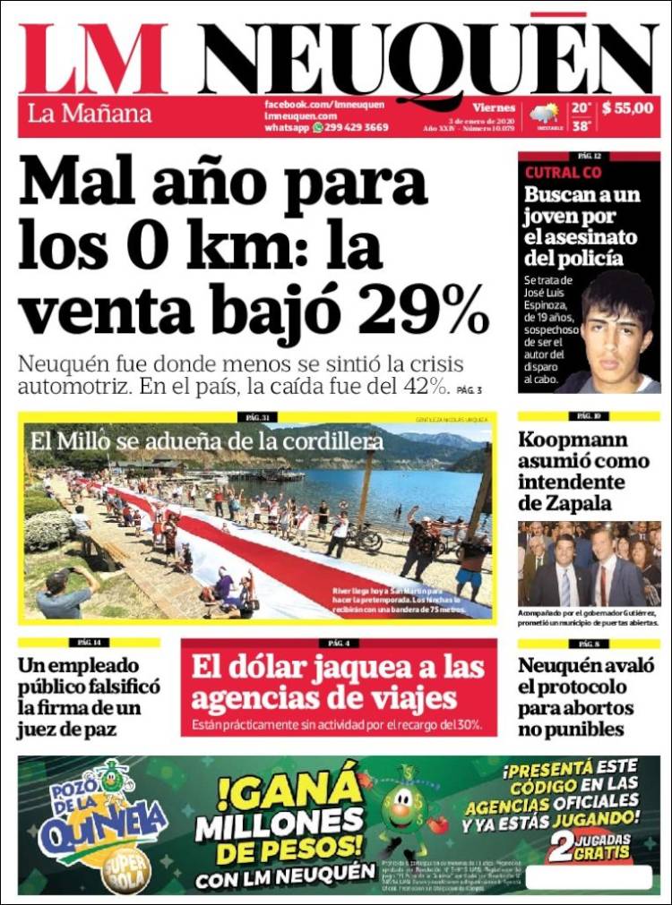 Portada de La Mañanade Neuquén (Argentina)