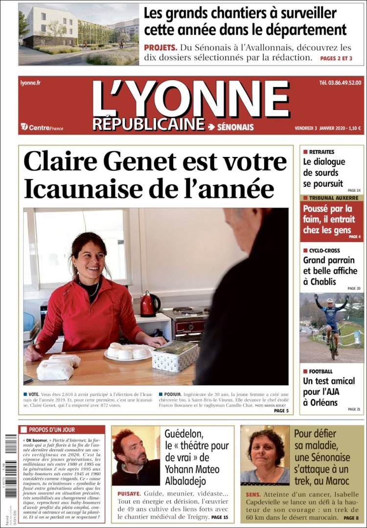 Portada de L'Yonne-Républicaine (Francia)