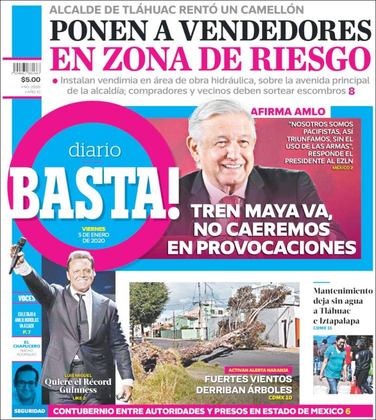 Portada de Diario Basta (México)