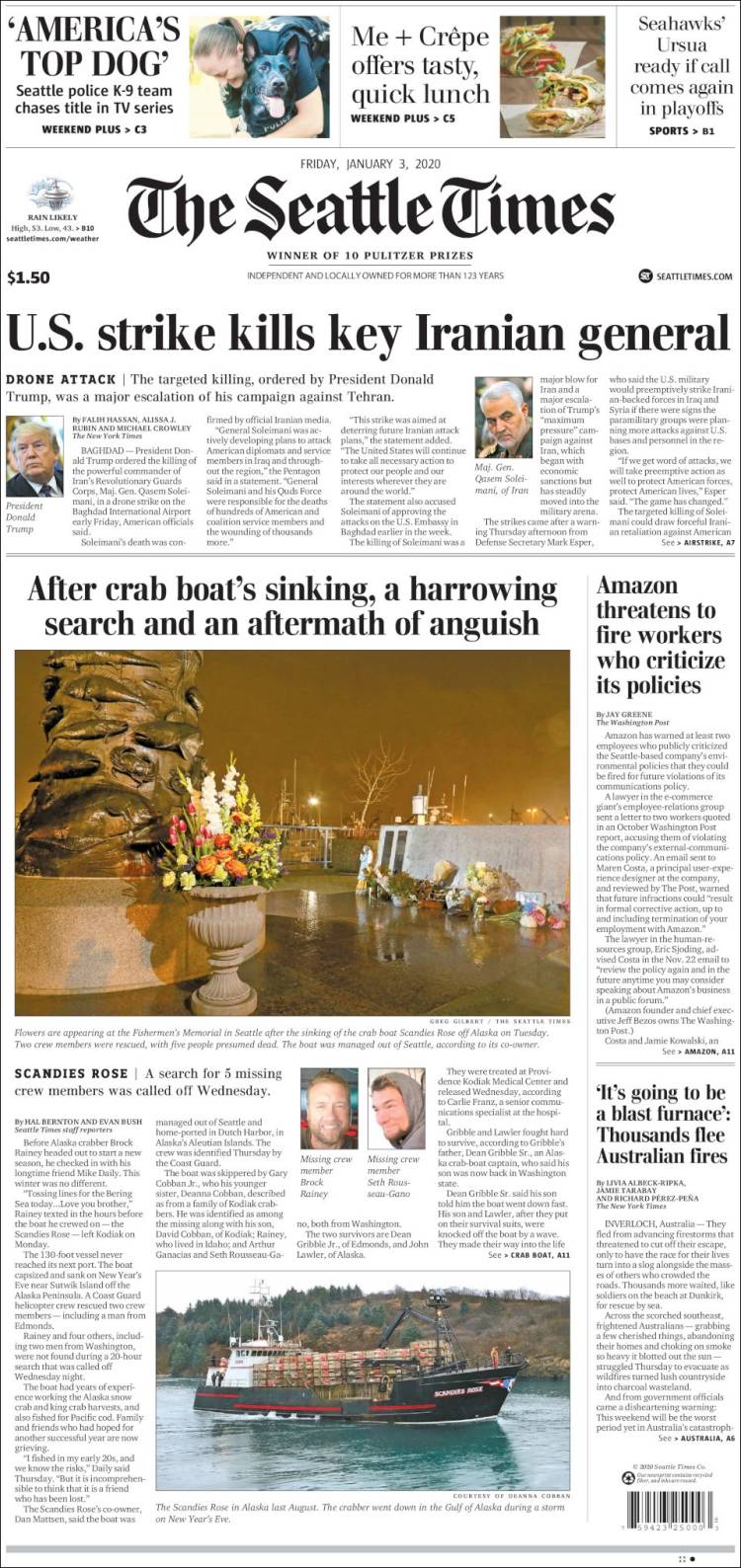 Portada de Seattle Times (USA)