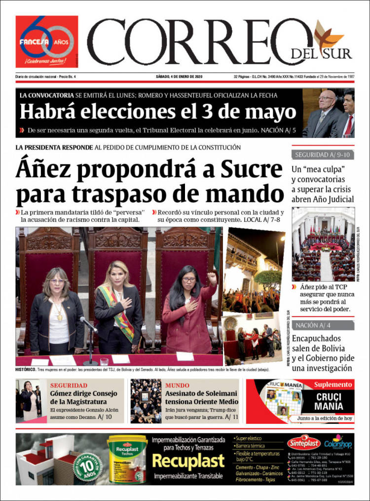 Portada de Correo Sur (Bolivia)