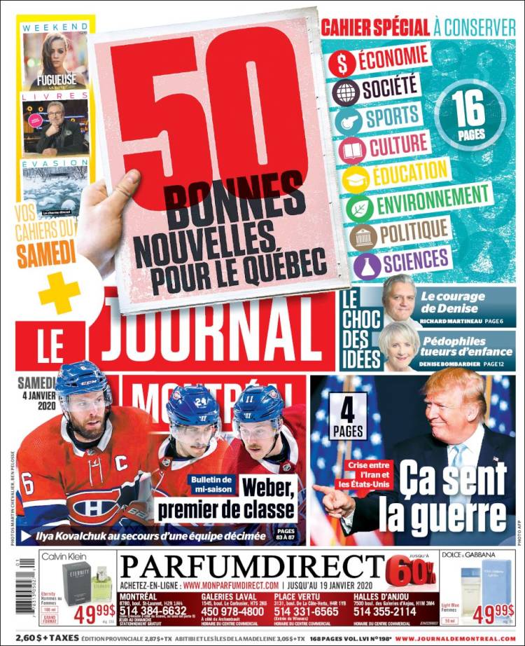 Portada de Le Journal de Montréal (Canadá)