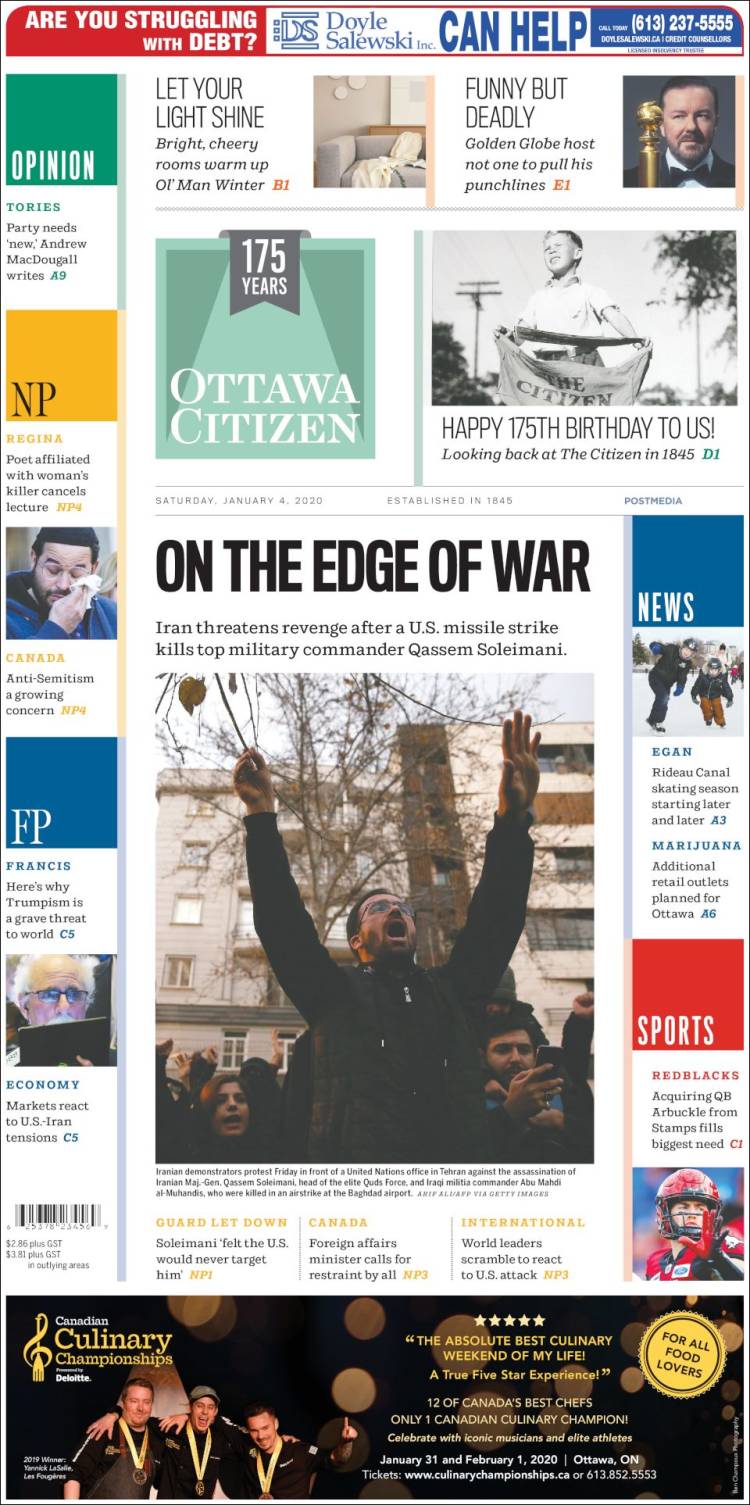 Portada de Ottawa Citizen (Canadá)