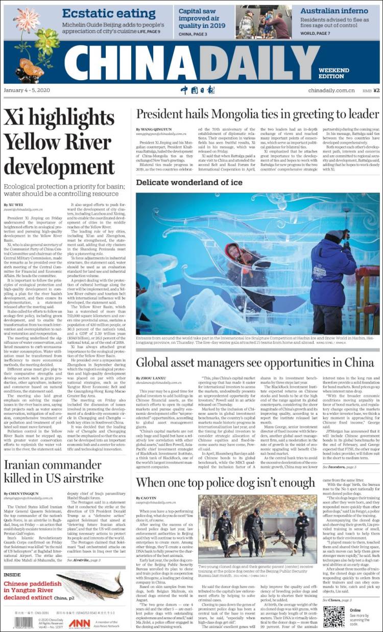 Portada de China Daily (China)
