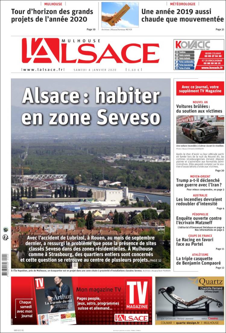 Portada de Journal L'Alsace (Francia)