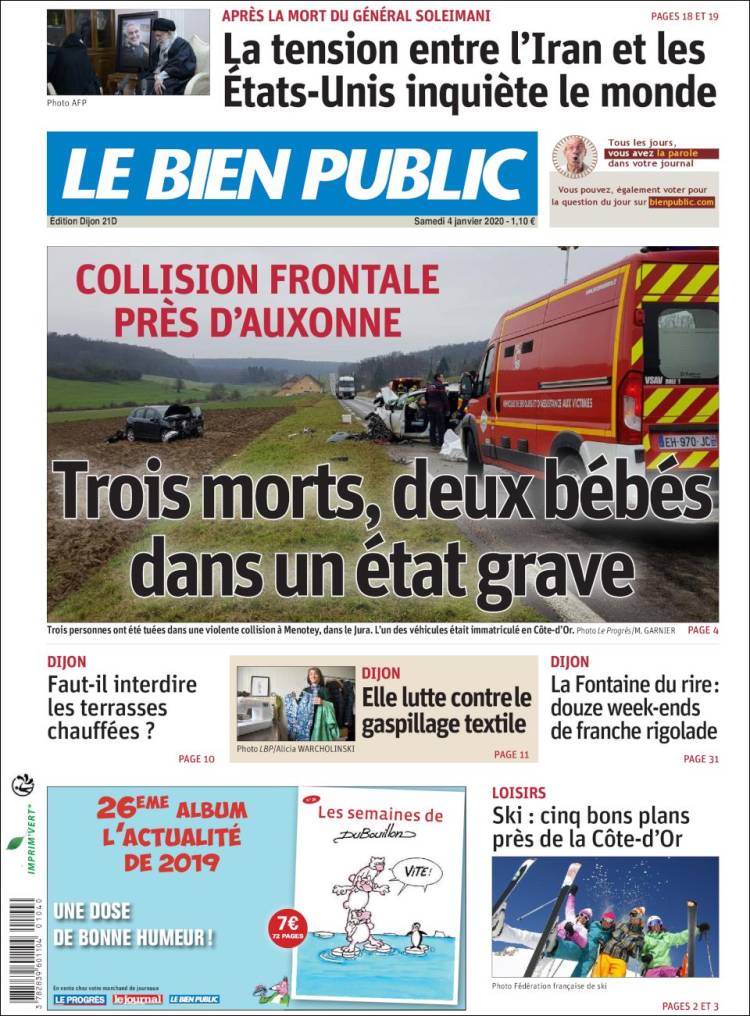 Portada de Le Bien Public (Francia)