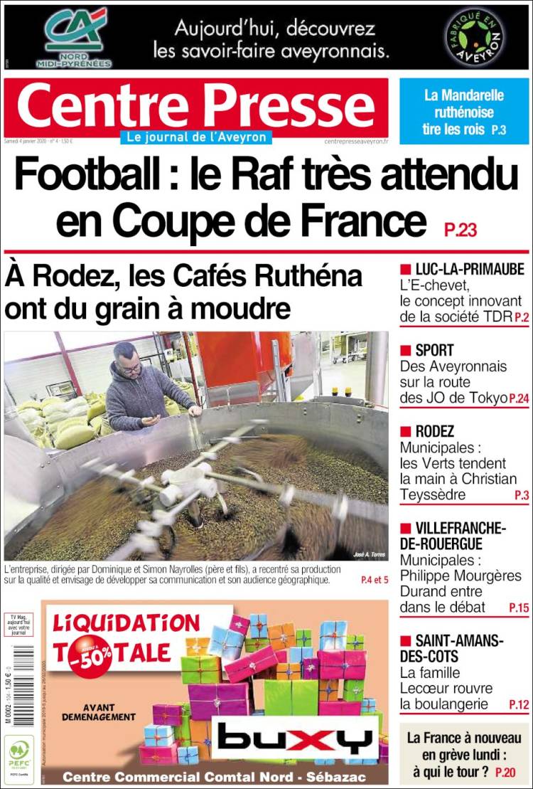 Portada de Centre Presse (Francia)