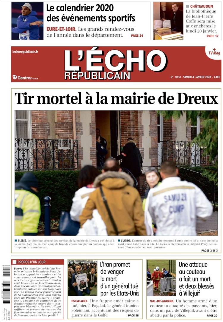 Portada de L'Echo Républicain (Francia)