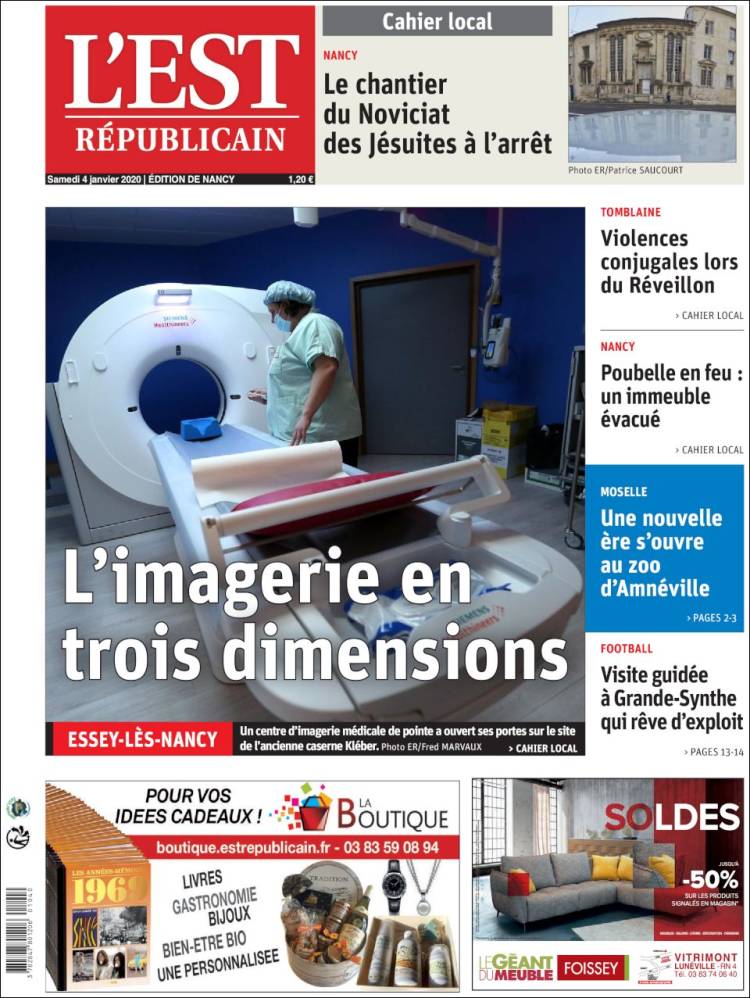 Portada de L'Est Republicain (Francia)