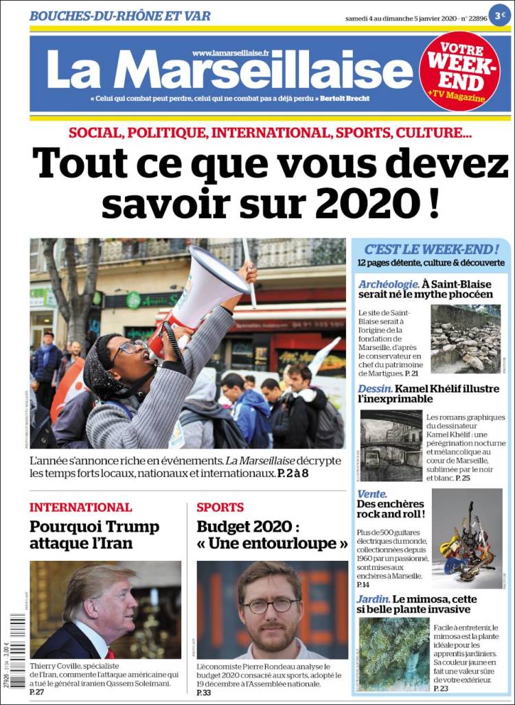 Portada de La Marseillaise (Francia)