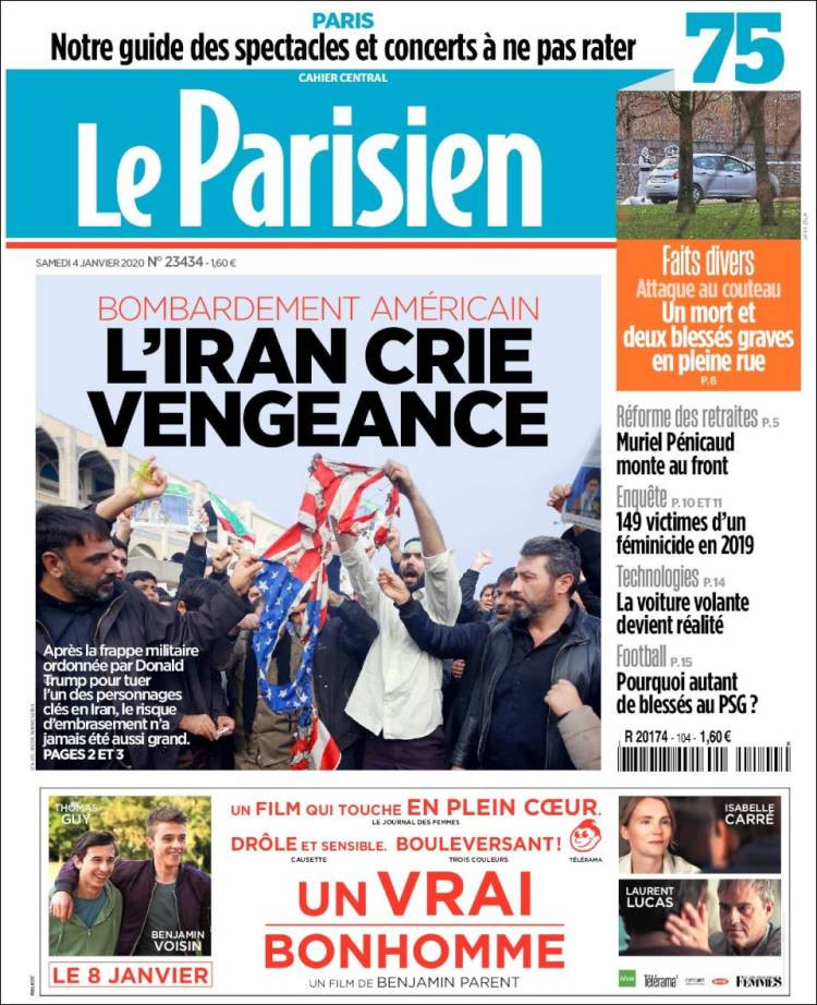 Portada de Le Parisien (Francia)