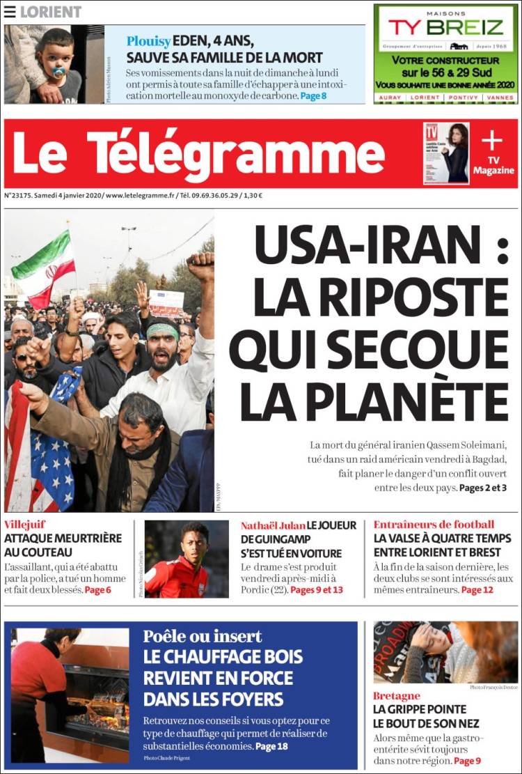 Portada de Télégramme (Francia)