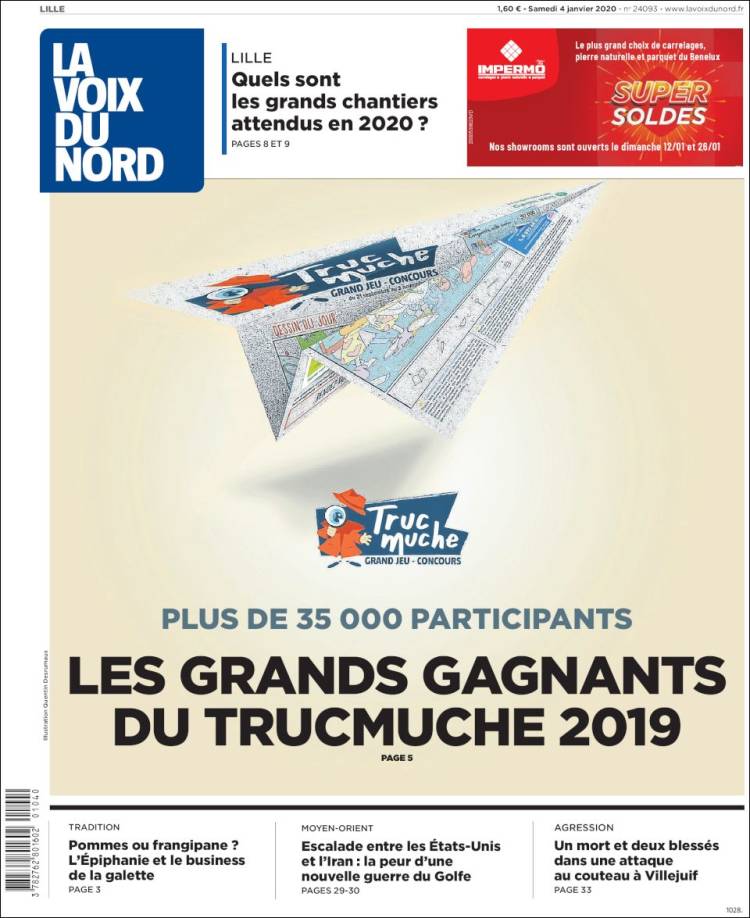 Portada de La Voix du Nord (Francia)