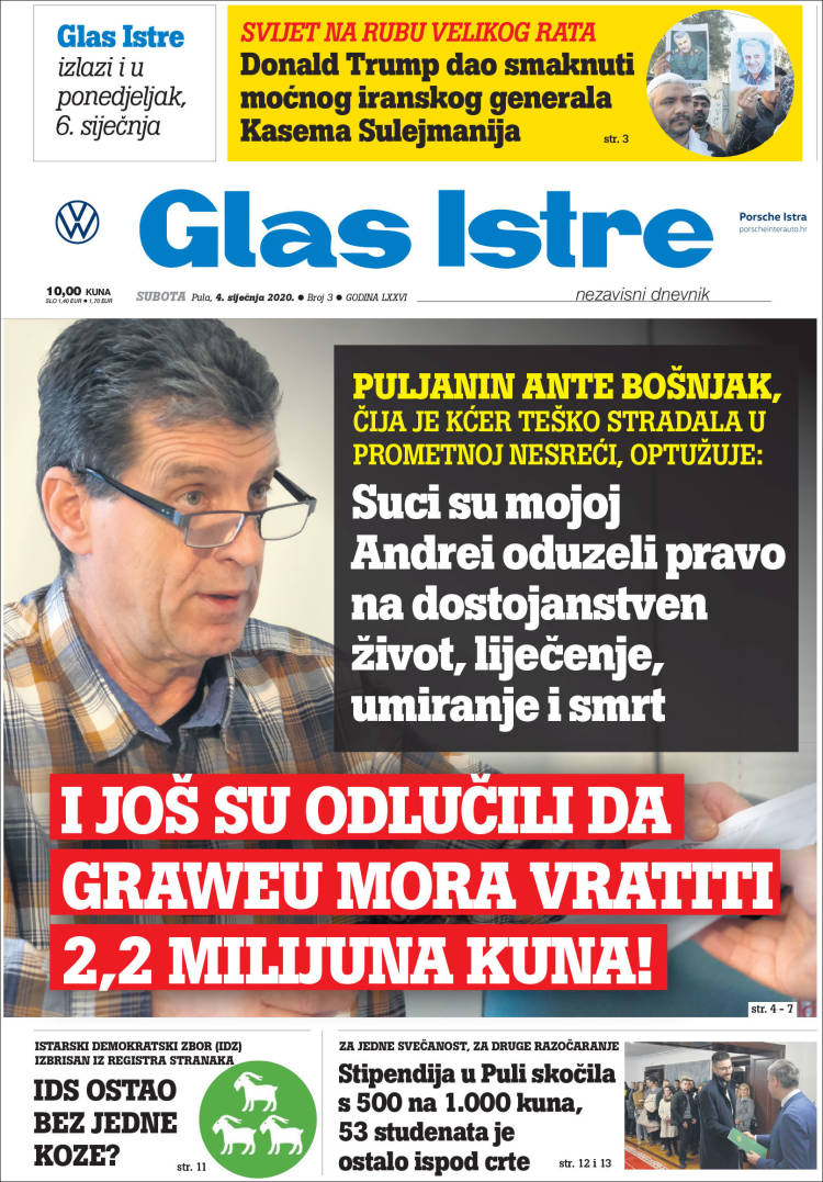 Portada de Glas Istre (Croacia)