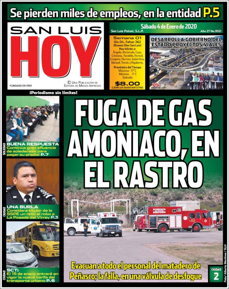 Portada de San Luis Hoy (M&eacute;xico)