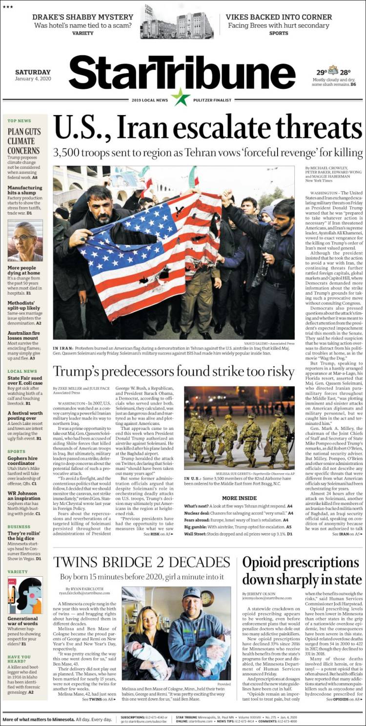 Portada de Star Tribune (USA)