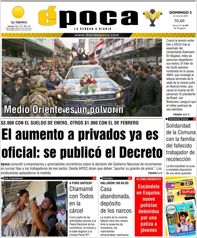 Portada de Diario Época (Argentina)