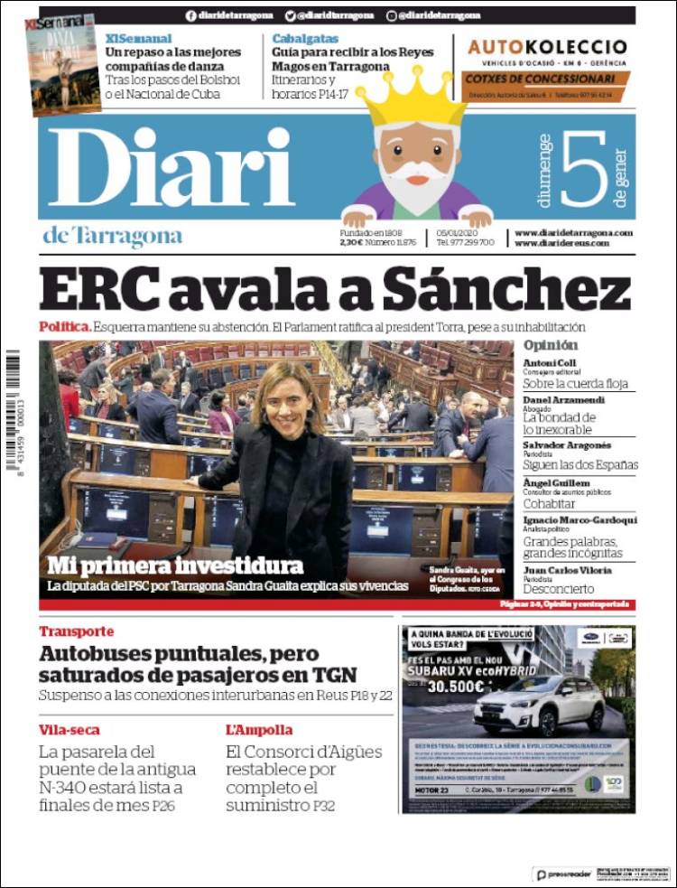 Portada de Diari de Tarragona (España)