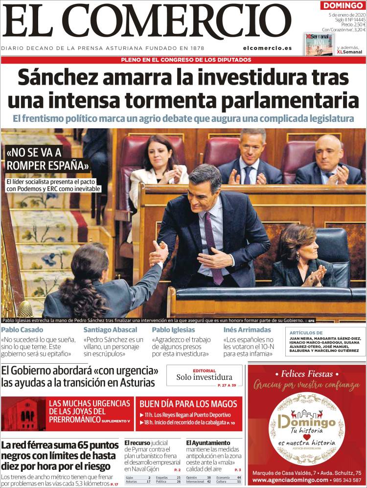 Portada de El Comercio - Gijón (España)