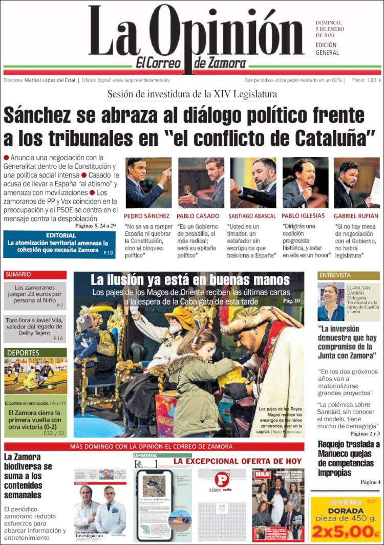 Portada de La Opinión - El Correo de Zamora (España)