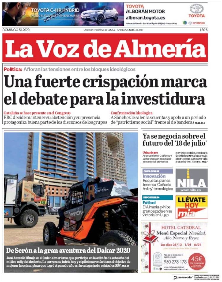 Portada de La Voz de Almería (España)